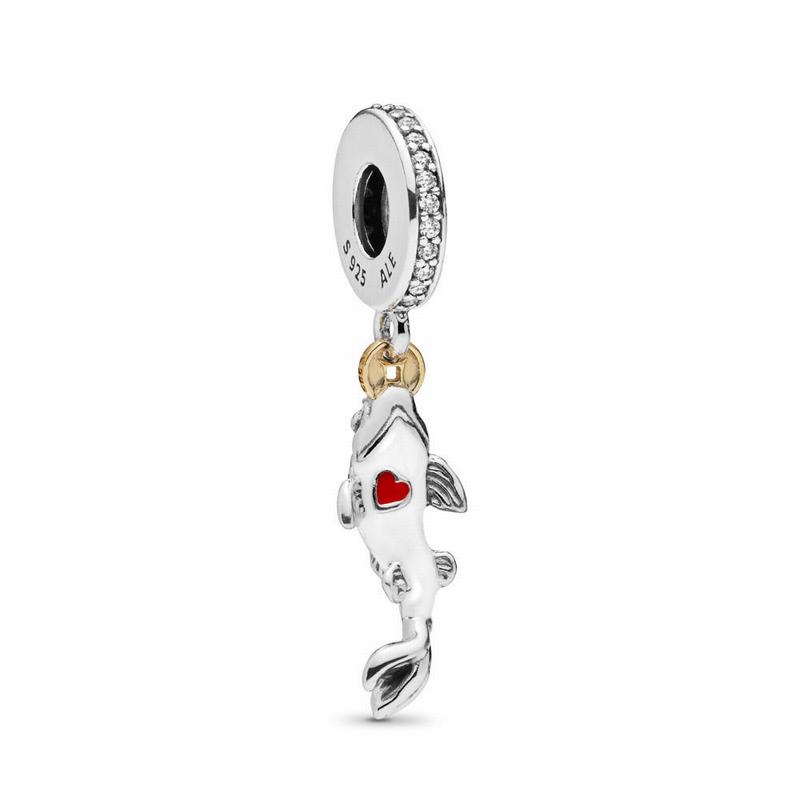 Pandora Good Fortune Carp Charm Ireland - Two Tone/Enamel/Cubic Zirconia - 674593YZB